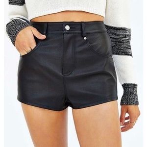 High Waisted Faux Leather Shorts
